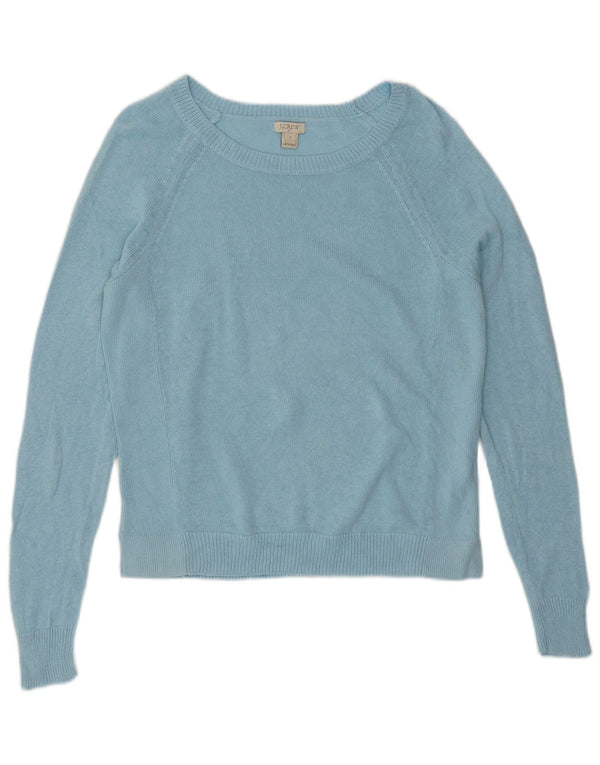 J. CREW Damski sweter z krótkim rękawem i dekoltem w łódkę UK 10 Small Blue Linen