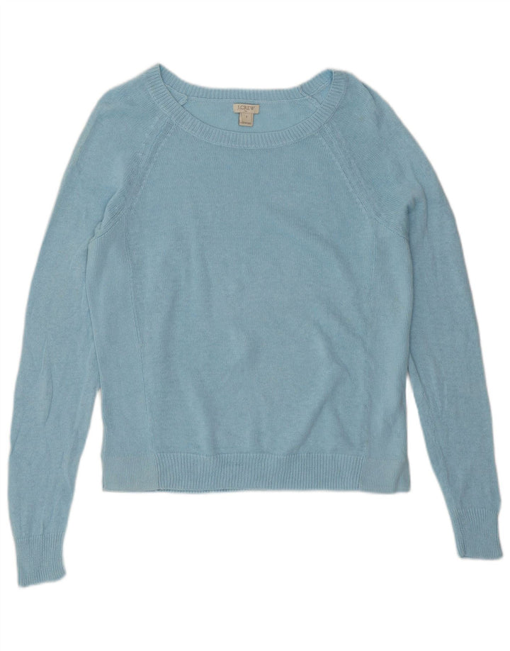 J. CREW Damski sweter z krótkim rękawem i dekoltem w łódkę UK 10 Small Blue Linen