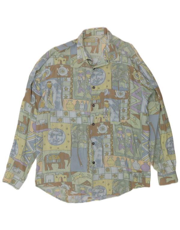 Koszula męska w stylu vintage, duża, wielobarwna patchworkowa