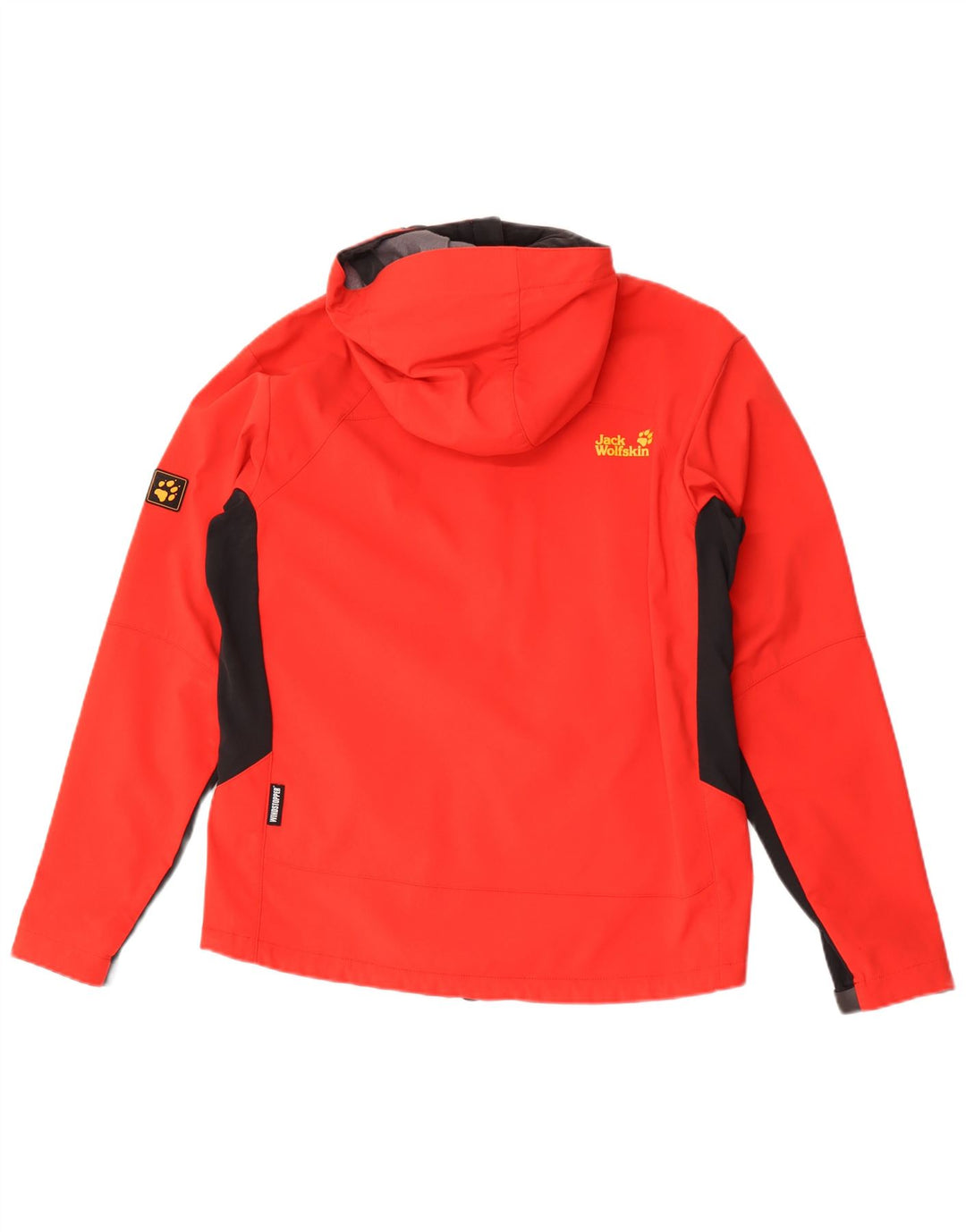 Męska kurtka przeciwdeszczowa Jack Wolfskin z kapturem UK 36/38 w kolorze średniej czerwieni
