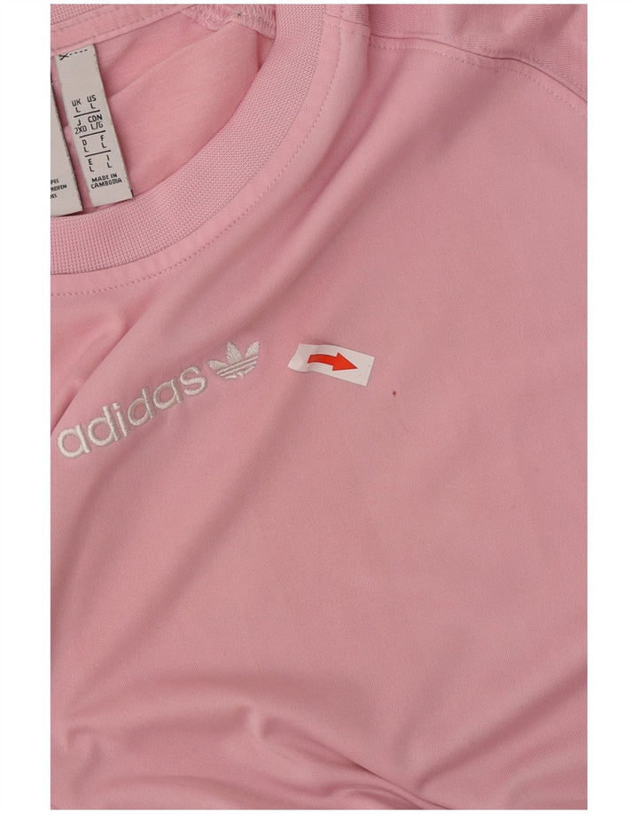 Męska koszulka z grafiką Adidas, duża, różowa, poliestrowa z blokami kolorów