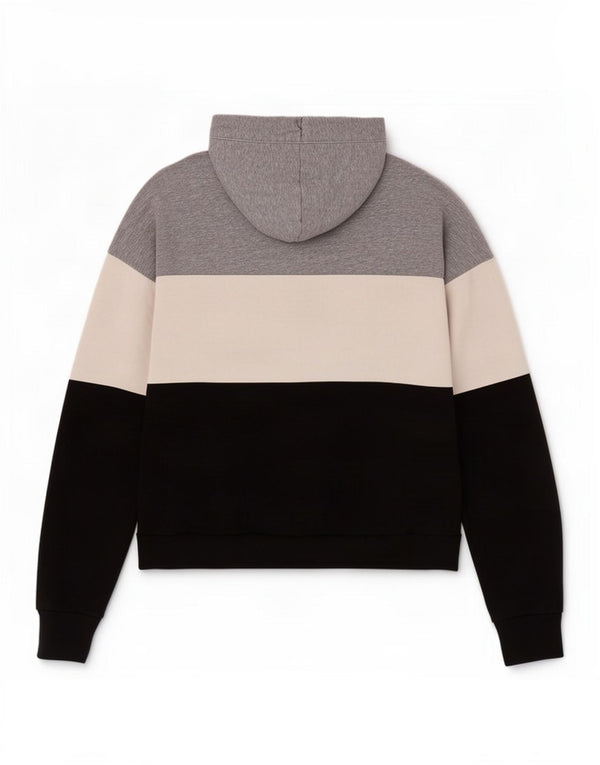 Damska bluza z kapturem Fred Perry z grafiką UK 10, mała, szara, z blokami kolorów