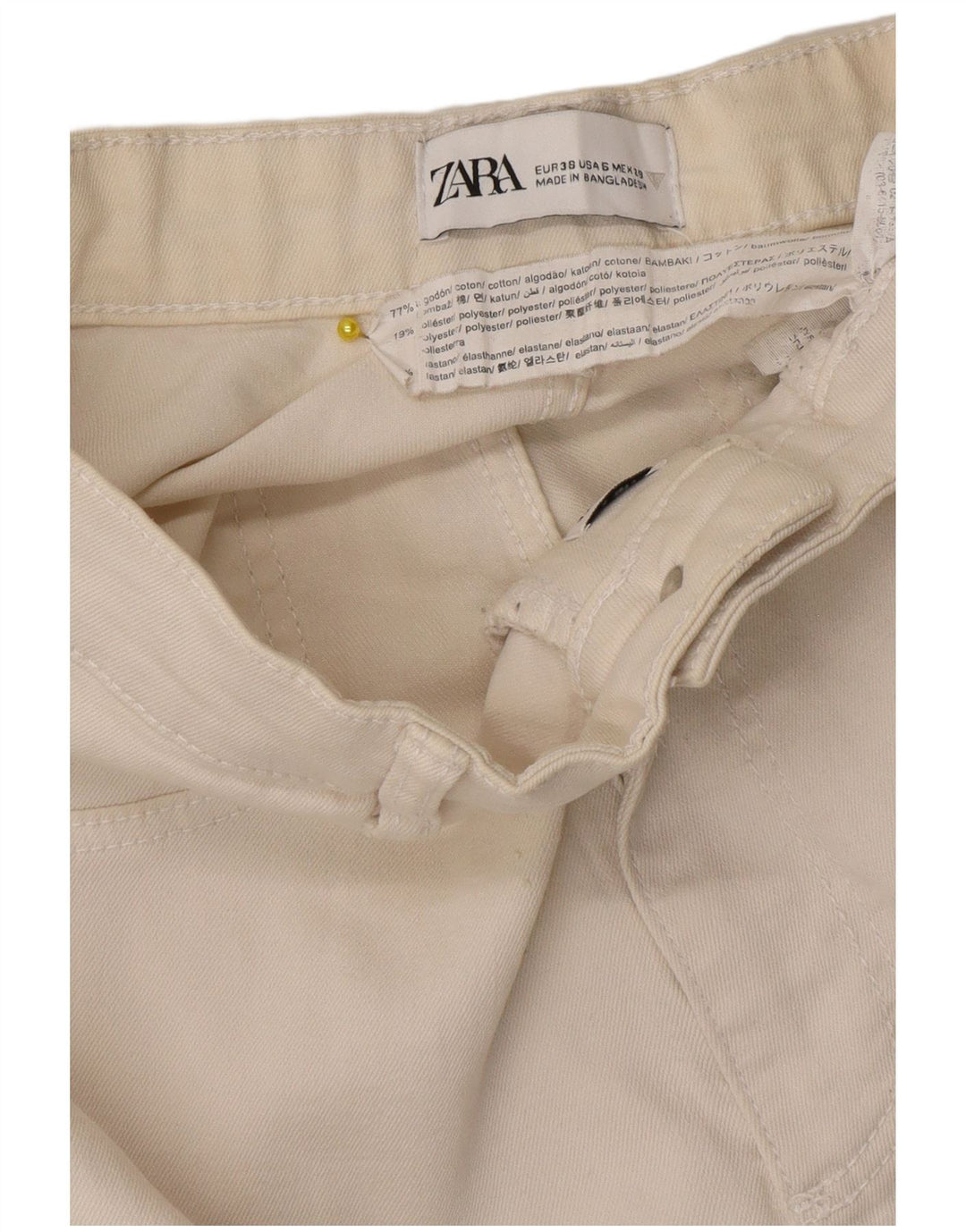 Dżinsy damskie Zara EU 38 Small W28 L29 Złamana biała bawełna