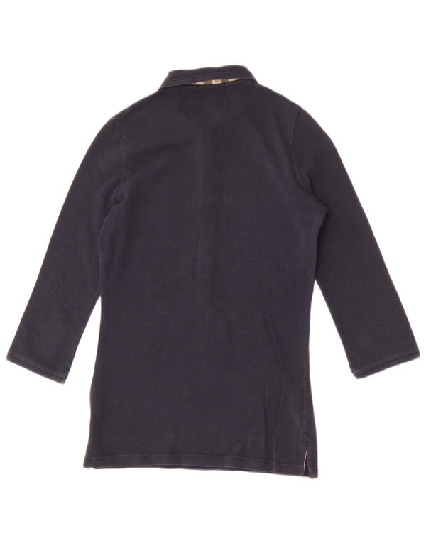 Damska koszulka polo Burberry z rękawem 3/4, UK 10, mała, granatowa, bawełniana