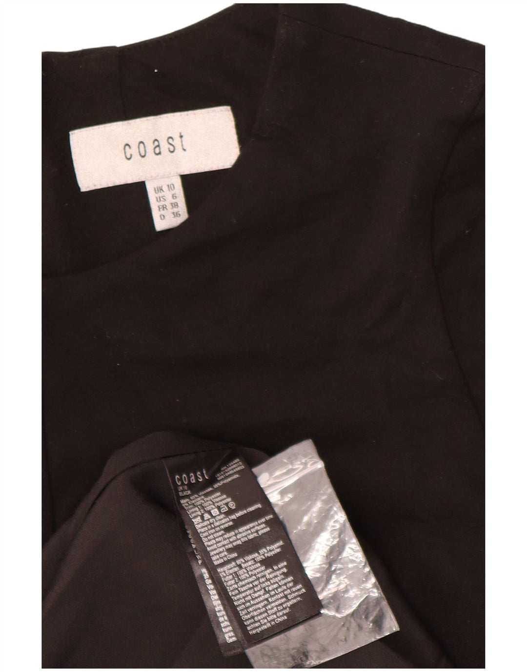 Damska asymetryczna sukienka maxi Coast UK 10 Small, czarna wiskoza