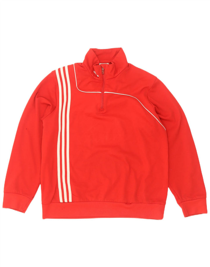 Adidas Męski sweter z zamkiem błyskawicznym UK 40/42 Średni czerwony poliester
