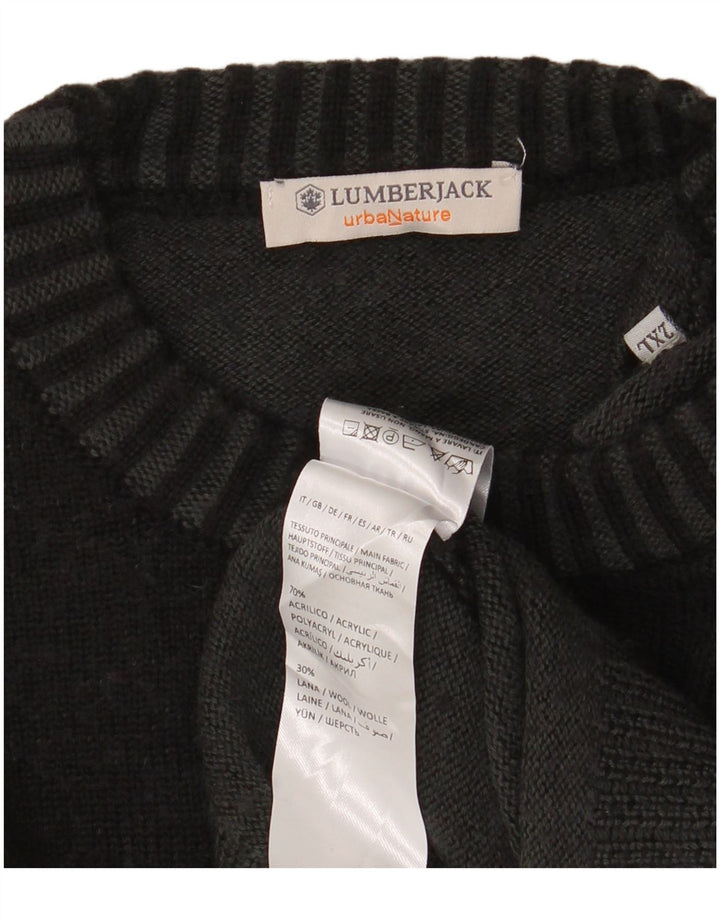 Męski sweter z okrągłym dekoltem LUMBERJACK 2XL Szary akryl