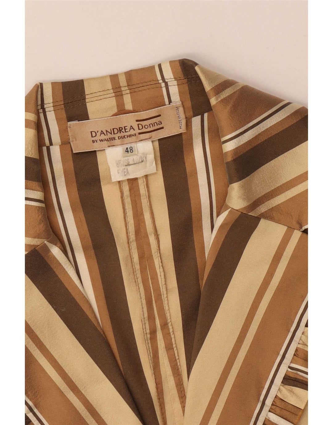 Vintage damska marynarka zapinana na 3 guziki i rękaw 3/4 IT 48 XL w beżowe paski