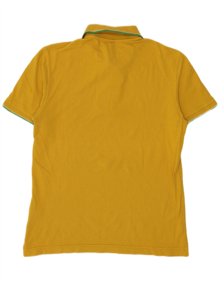 Męska koszulka polo BENETTON, mała, żółta, bawełniana