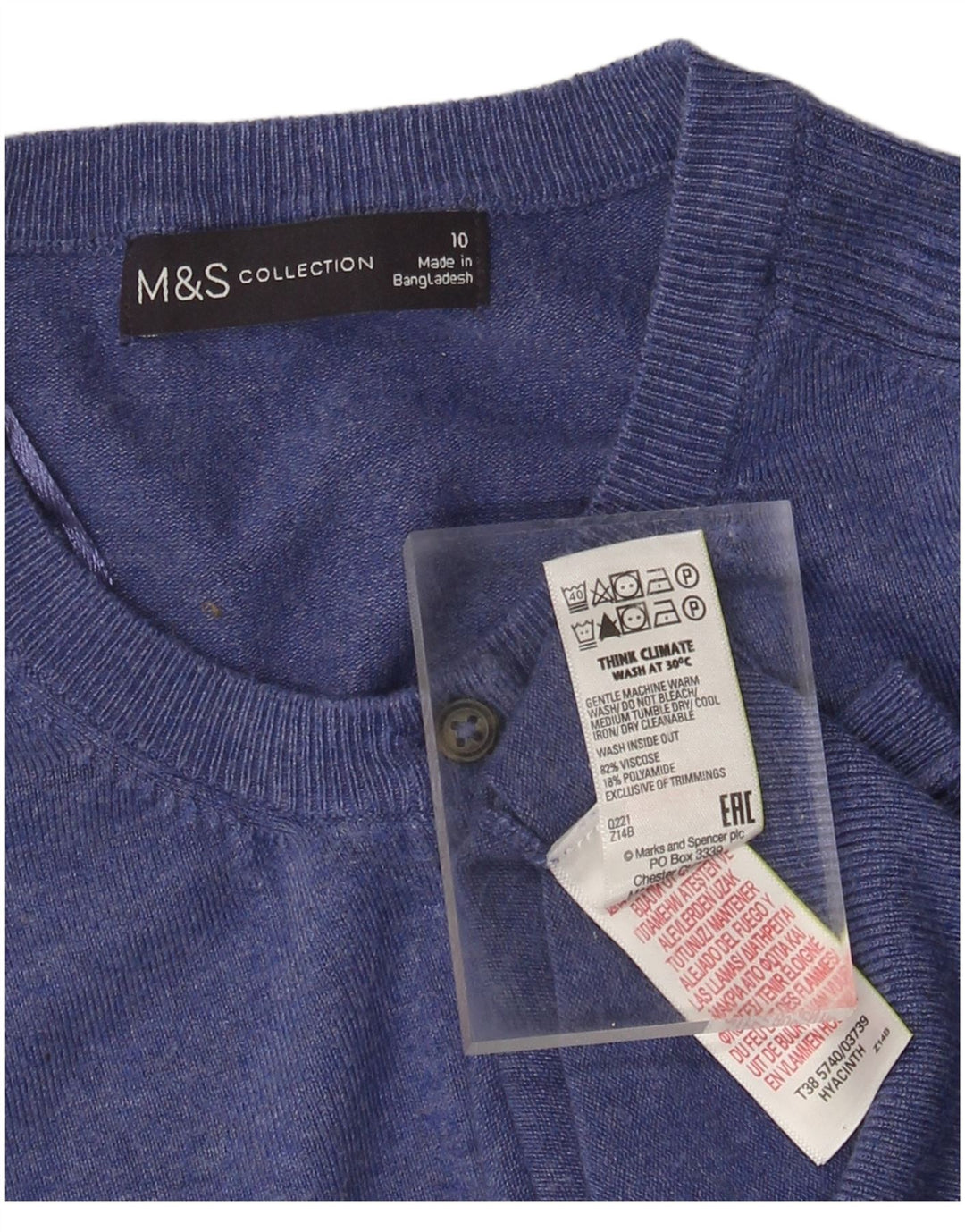 MARKS & SPENCER Damski sweter kardigan UK 10 Small Blue Wiskoza