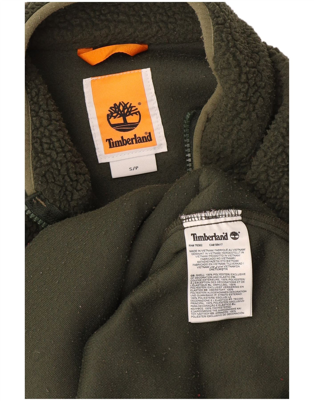 Męski sweter polarowy Timberland z zamkiem błyskawicznym, mały, zielony poliester