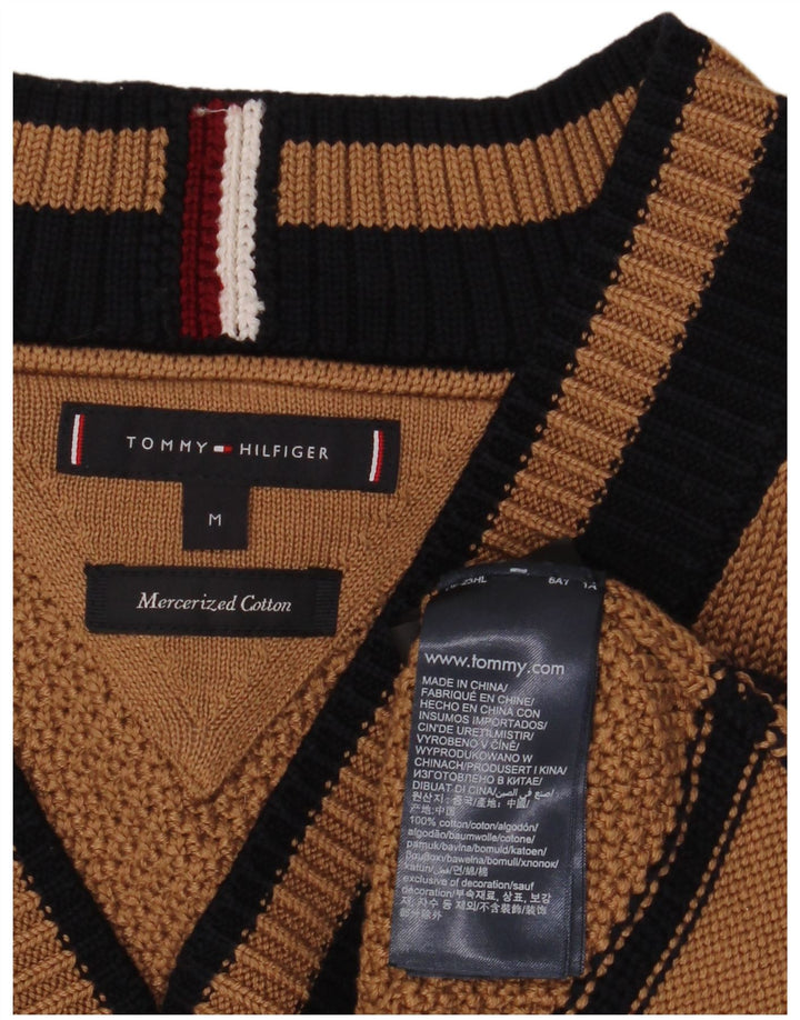 Męski sweter Tommy Hilfiger z dekoltem w kształcie litery V, kolor średniobrązowy