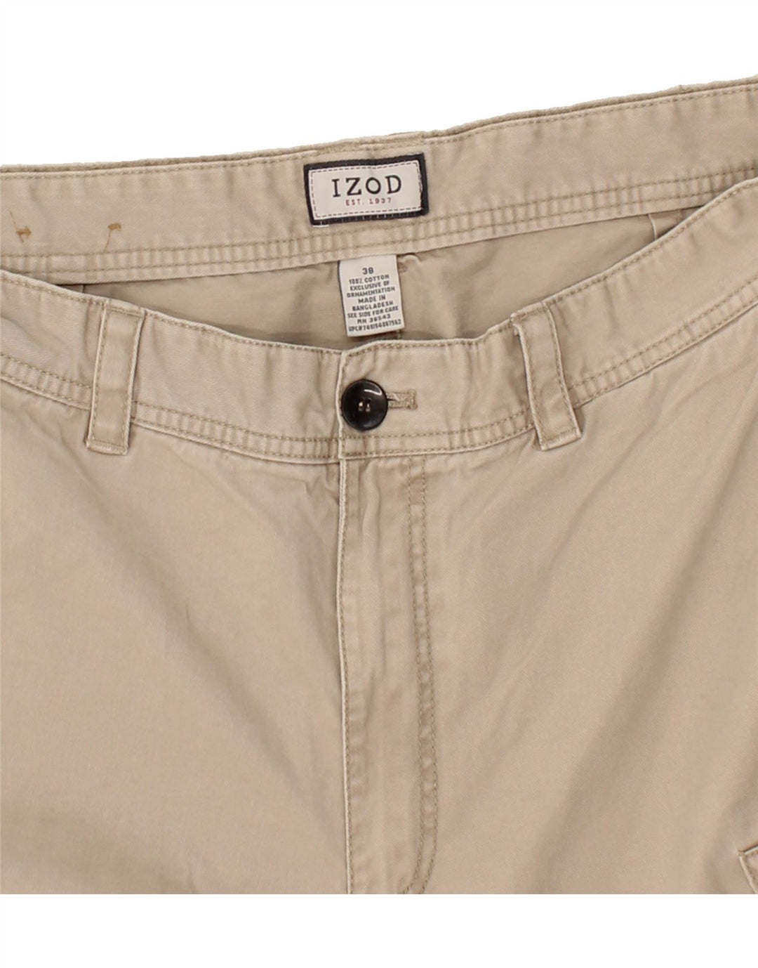IZOD Mens Cargo Shorts W38 XL Beige Cotton Vintage Izod and Second-Hand Izod from Messina Hembry 