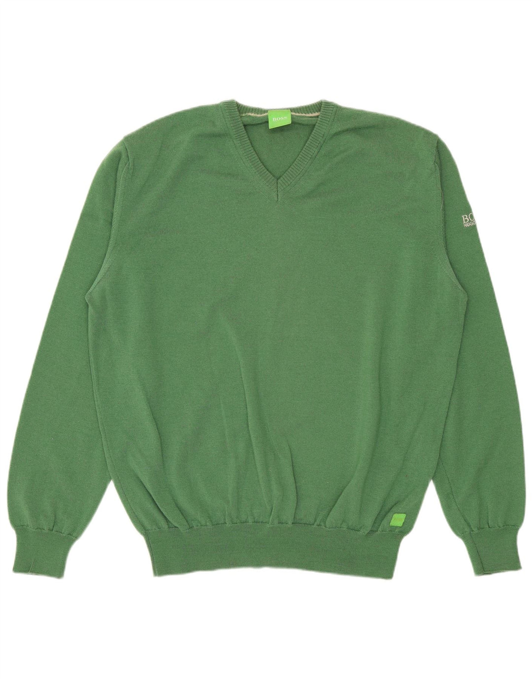 Męski sweter HUGO BOSS z dekoltem w kształcie litery V, duży, zielony