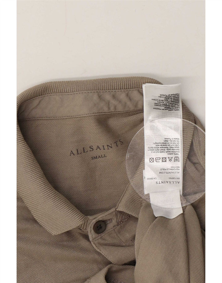 Męska koszulka polo All Saints, mała, beżowa, bawełniana