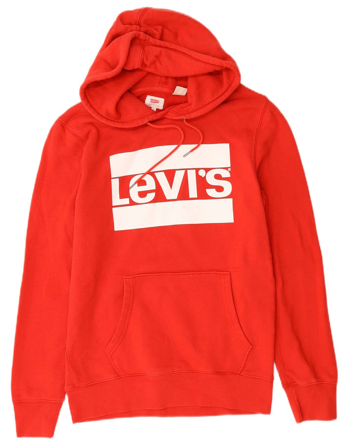 Męski sweter z kapturem i grafiką Levi's, mały, czerwony, bawełniany