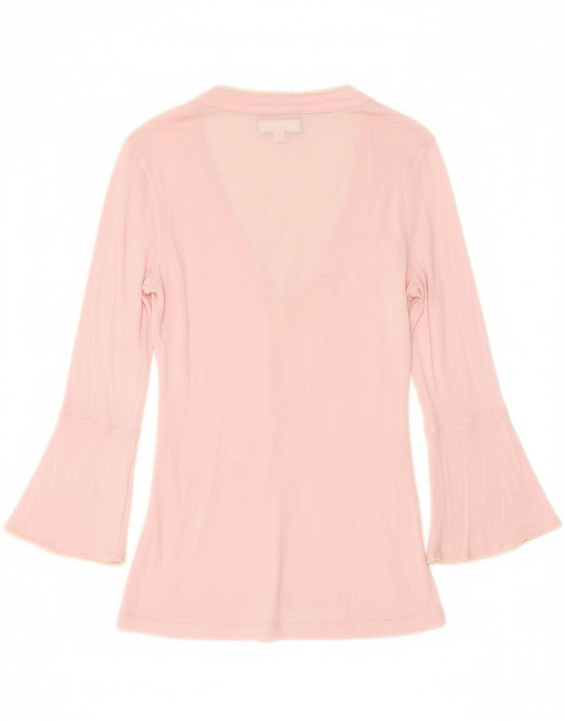 RICHMOND Womens Ruffle Front Top 3/4 Sleeve IT 40 Small Pink Vintage Richmond and Second-Hand Richmond from Messina Hembry 