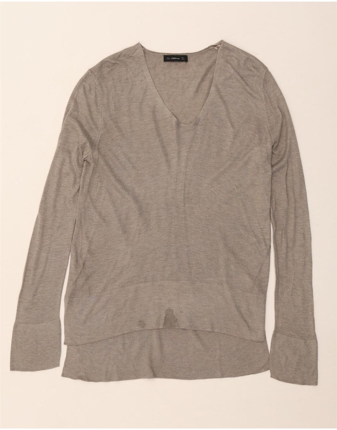 Sweter damski ZARA z dekoltem w kształcie litery V, UK 10, mały, szary