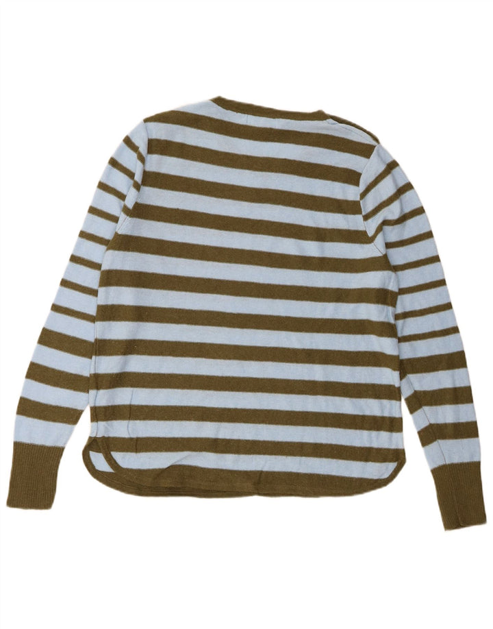 Damski sweter z okrągłym dekoltem White Stuff UK 14, duży nylon w niebieskie paski