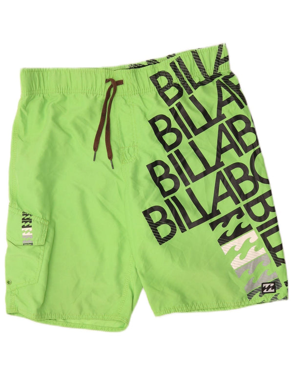 Billabong Mens Graphic Swimming Shorts Small  Green Polyester