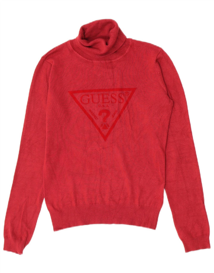Damski sweter Guess z grafiką i okrągłym dekoltem UK 10, mały, czerwony