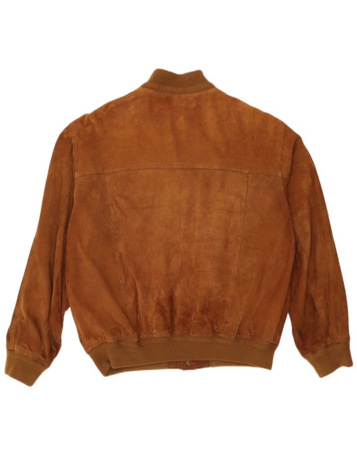 Vintage męska zamszowa kurtka bomber IT 55 2XL brązowa skóra