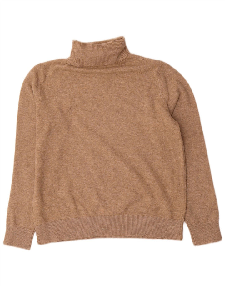 Marks & Spencer Męski sweter z golfem, mały, beżowy, poliester
