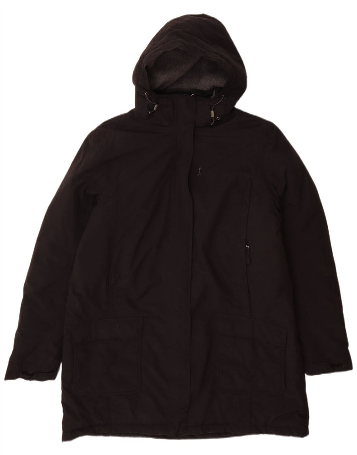 Damski płaszcz wiatrówka z kapturem Lands End UK 16, duży, czarny nylon