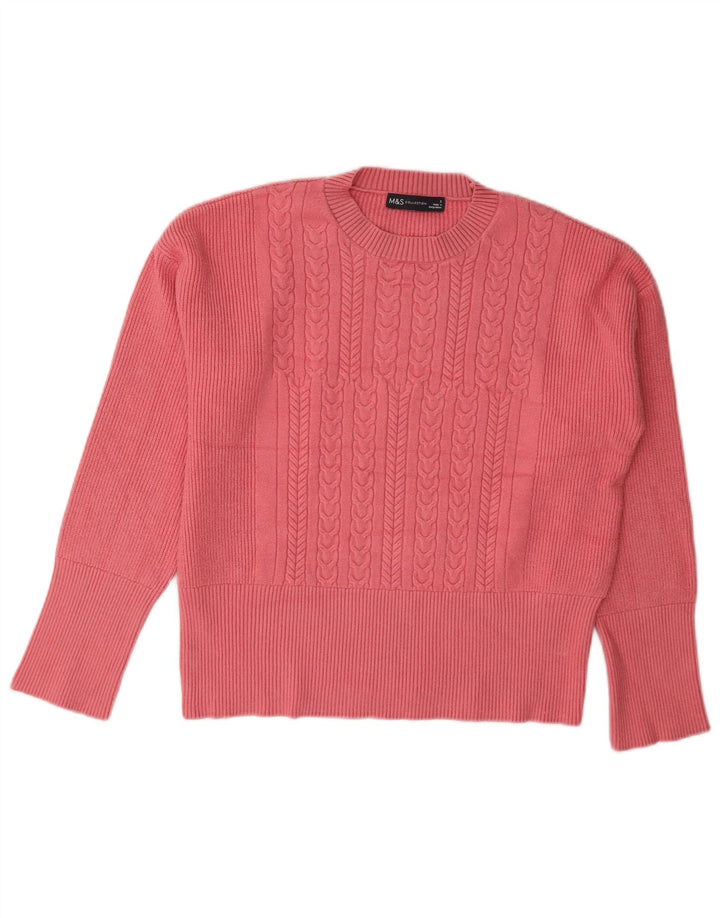 Marks & Spencer Damski sweter z okrągłym dekoltem UK 10 Small Pink Wiskoza