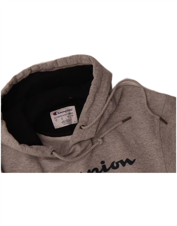 CHAMPION Mens Graphic Hoodie Jumper Small Grey Cotton