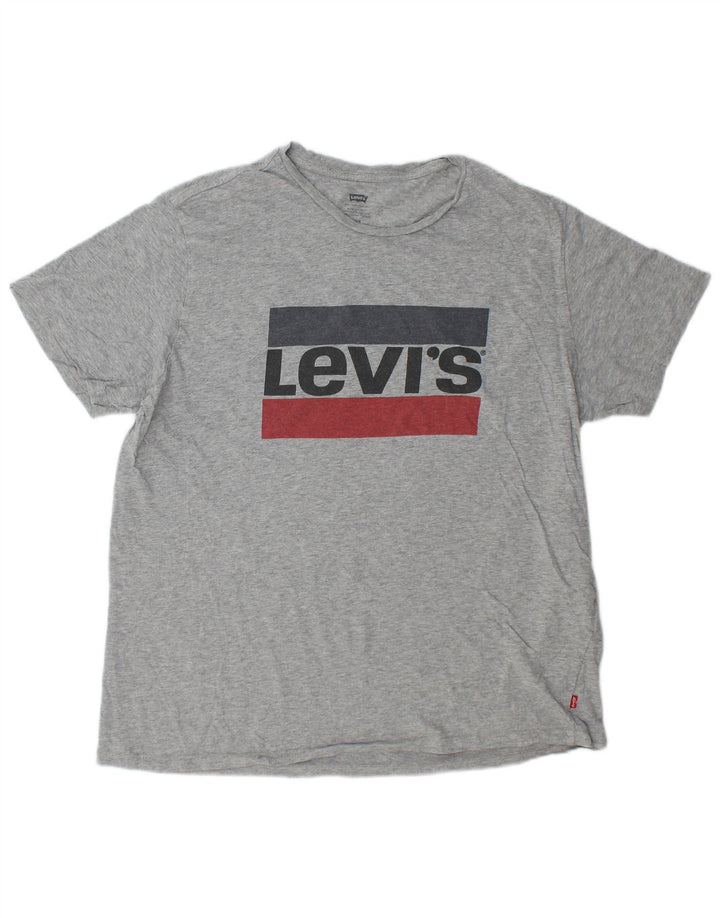 Męski T-shirt z grafiką Levi's, duży, szary, z bawełny w plamki