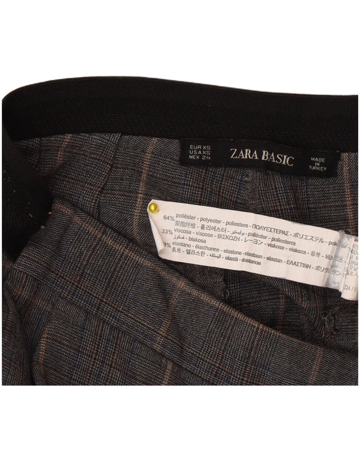 Damskie spodnie garniturowe Zara XS W24 L27 Szara krata, poliester