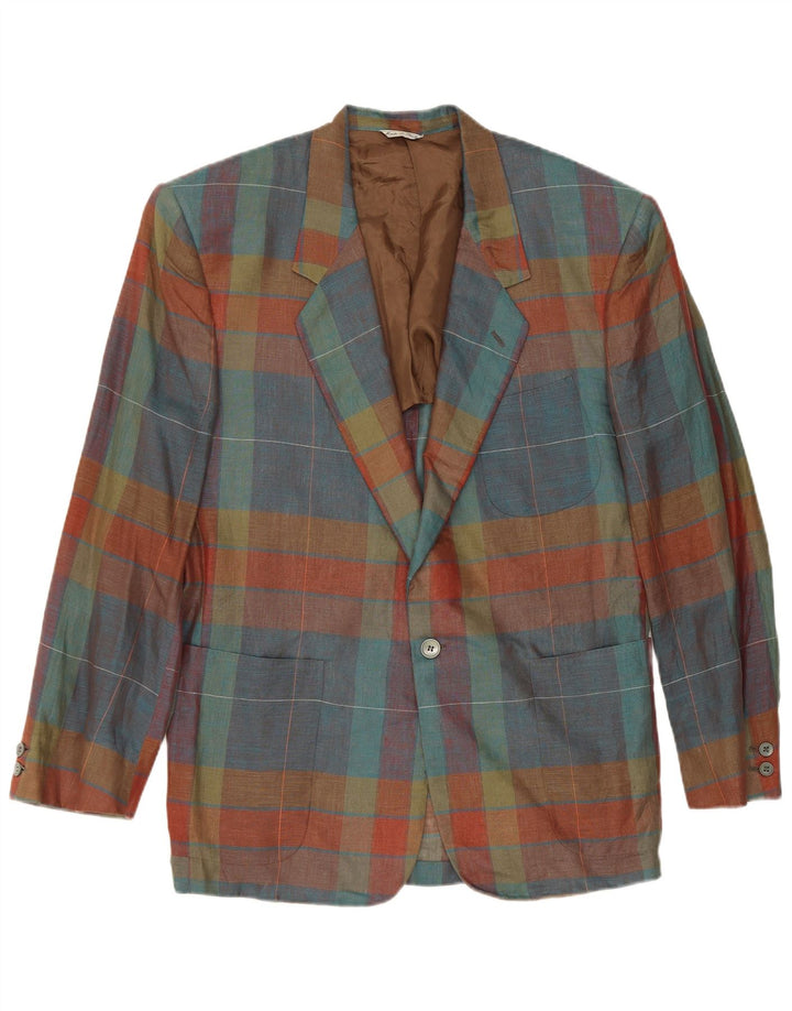 Męska marynarka zapinana na 1 guzik Missoni IT 52 XL, wielokolorowa lniana krata