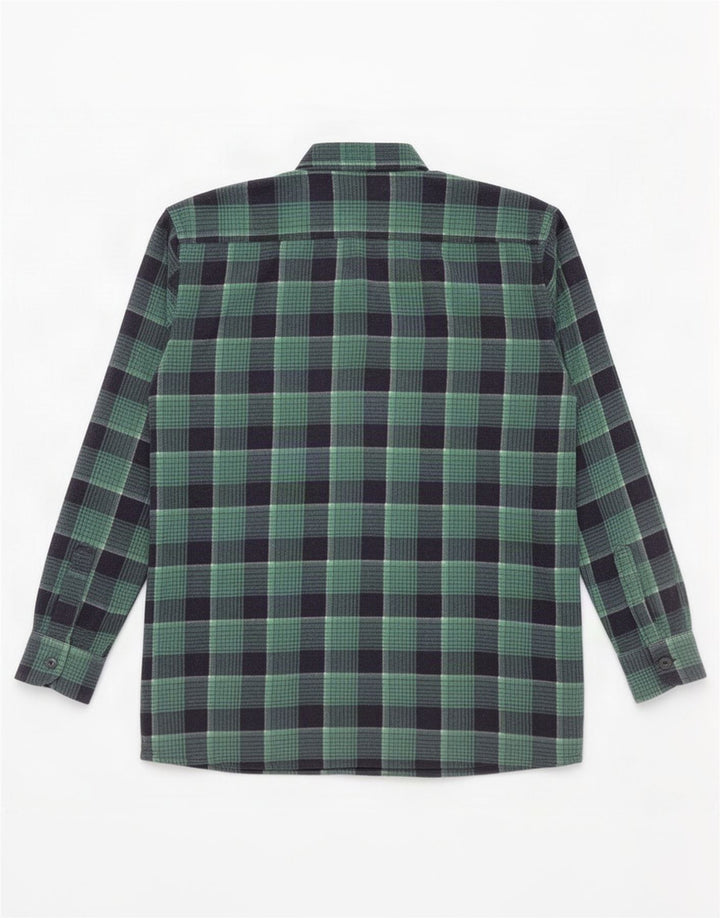 Vintage męska koszula flanelowa w dużą zieloną kratkę
