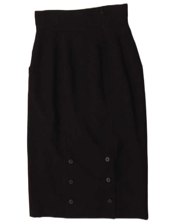 Fendi Damska spódnica midi z wysokim stanem IT 44 Medium W28 Czarna wełna