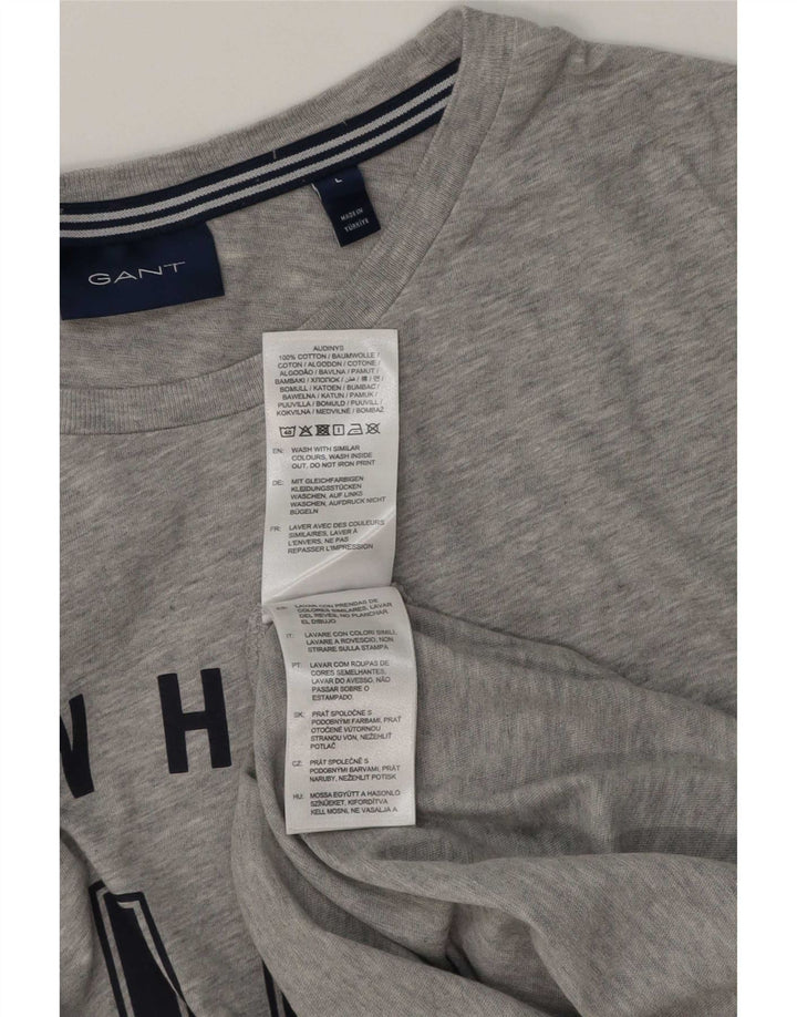 Męski T-shirt z grafiką Gant, duży, szary, bawełniany