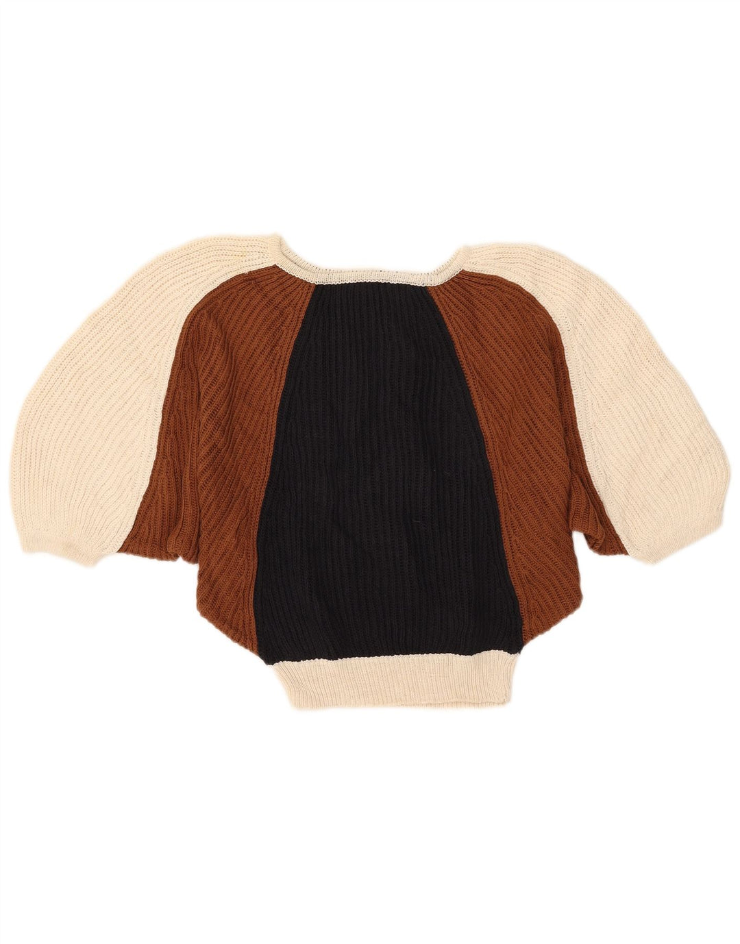 Sweter damski w stylu vintage z rękawem 1/2 i dekoltem w łódkę IT 44 Średni wielokolorowy