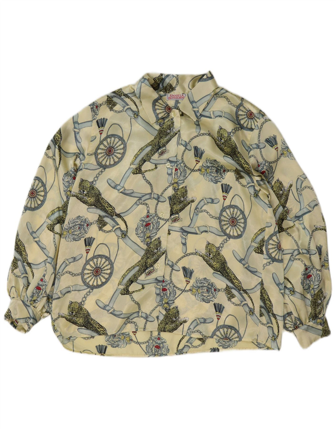 Damska bluzka koszulowa w stylu vintage z grafiką IT 48 XL Żółty poliester
