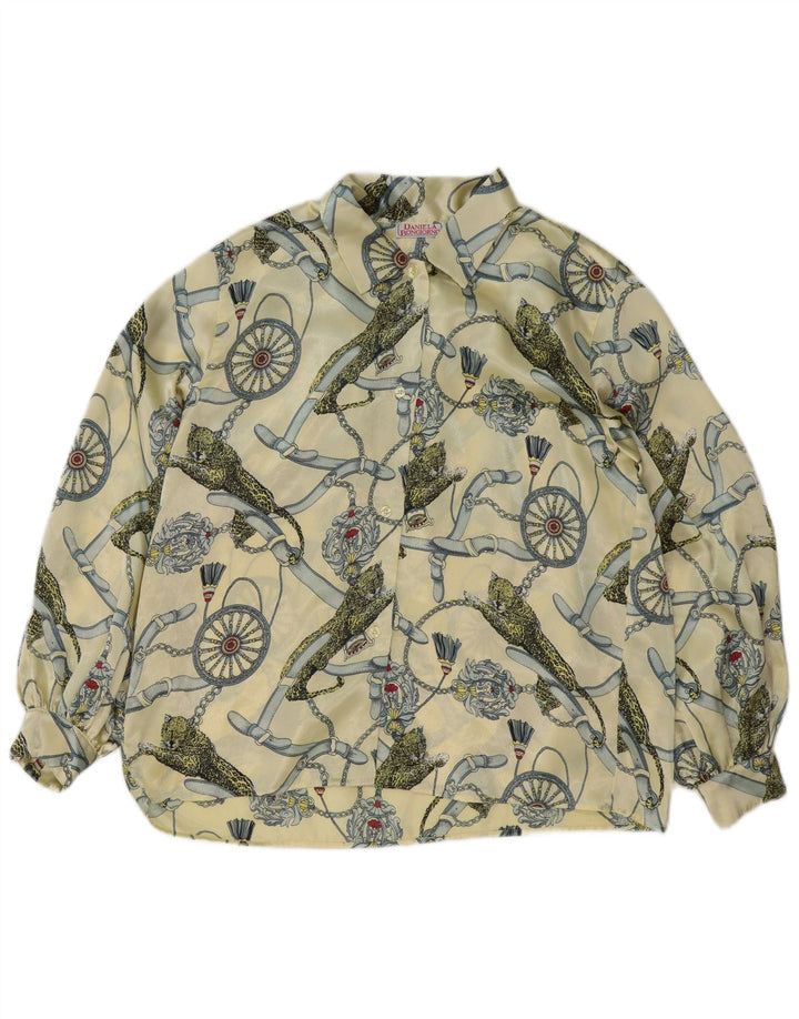 Damska bluzka koszulowa w stylu vintage z grafiką IT 48 XL Żółty poliester