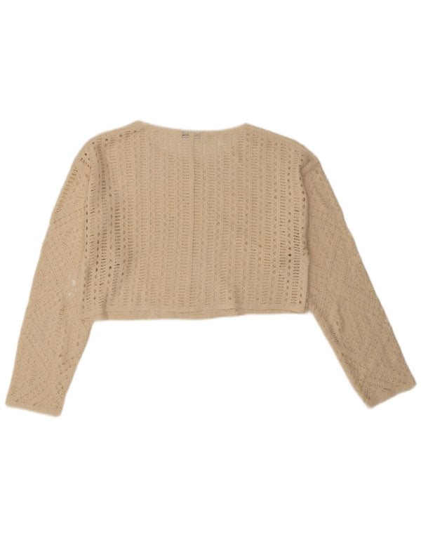 Damski sweter Zara Crochet Crochet z dekoltem w łódkę UK 14 Średni złamanej bieli