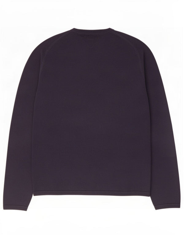 Męski sweter Tommy Hilfiger z graficznym wycięciem pod szyją, duży, granatowy, bawełniany
