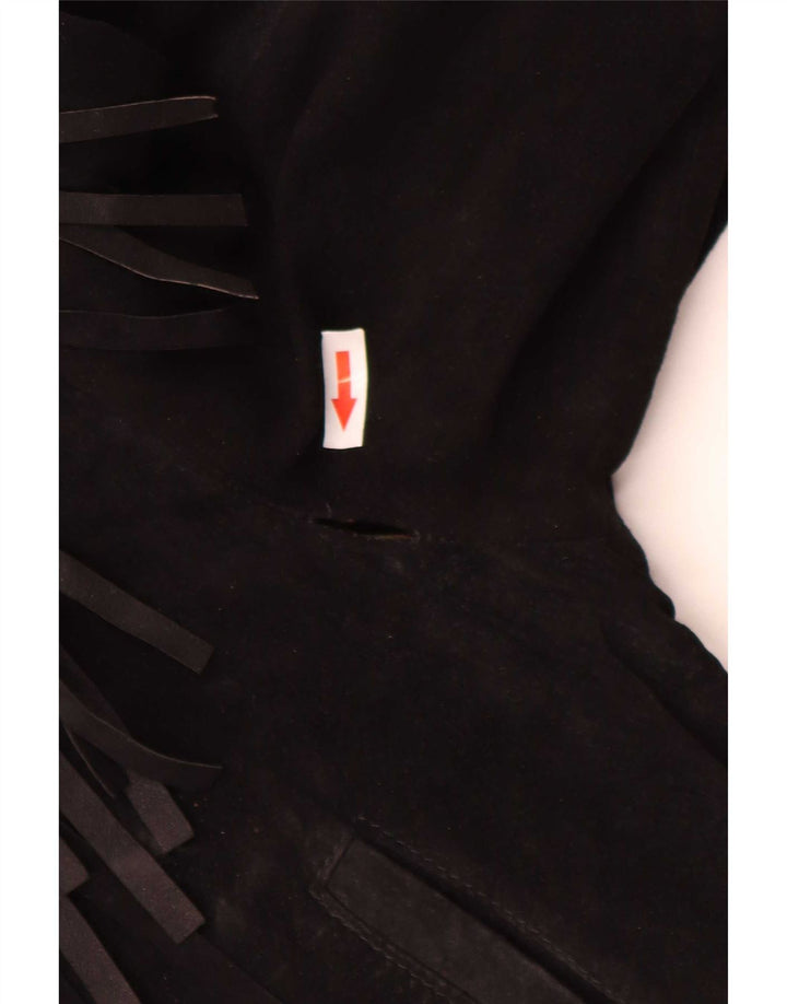 Damska kurtka zamszowa w stylu vintage IT 50 XL Czarna skórzana kowbojka