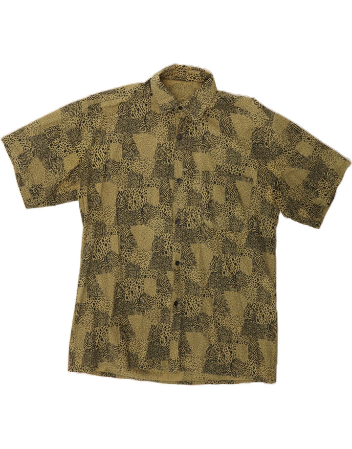 VINTAGE Mens Short Sleeve Shirt Medium Green Animal Print Vintage Vintage and Second-Hand Vintage from Messina Hembry 