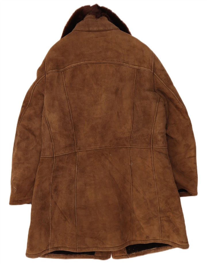 Vintage męska kurtka shearling IT 54 2XL brązowa