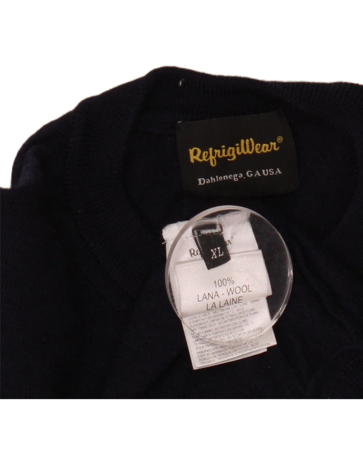 Refrigiwear Męski sweter z okrągłym dekoltem XL Granatowa wełna