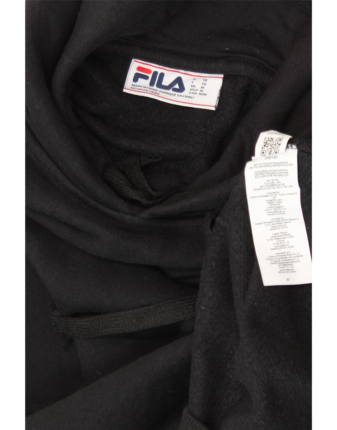 Męski sweter z kapturem FILA, średni czarny, bawełniany