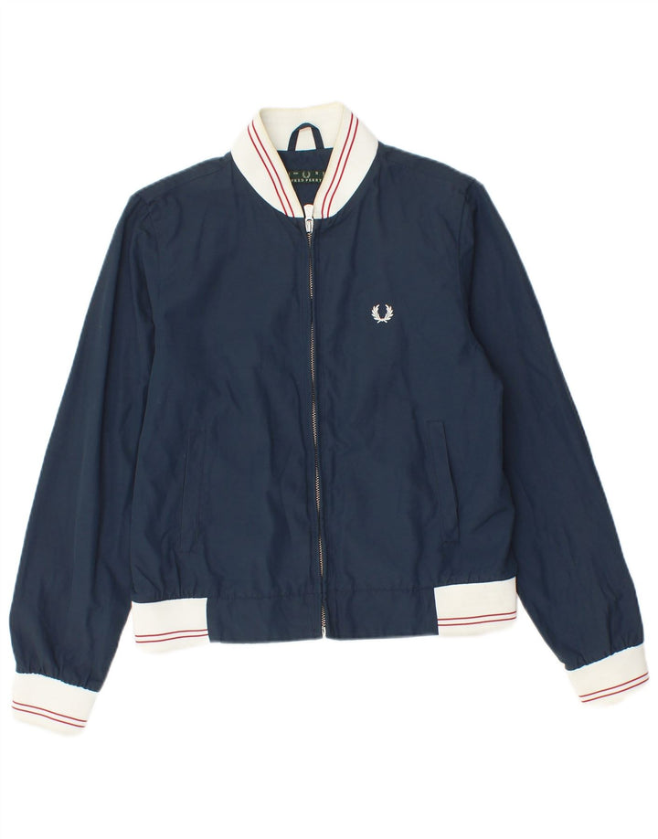 Damska kurtka bomber Fred Perry UK 10, mała, granatowa, nylonowa w bloki kolorów