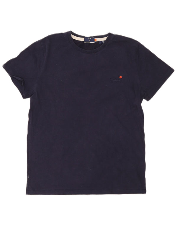 T-shirt damski Superdry Top UK 16, duży, granatowy, bawełniany