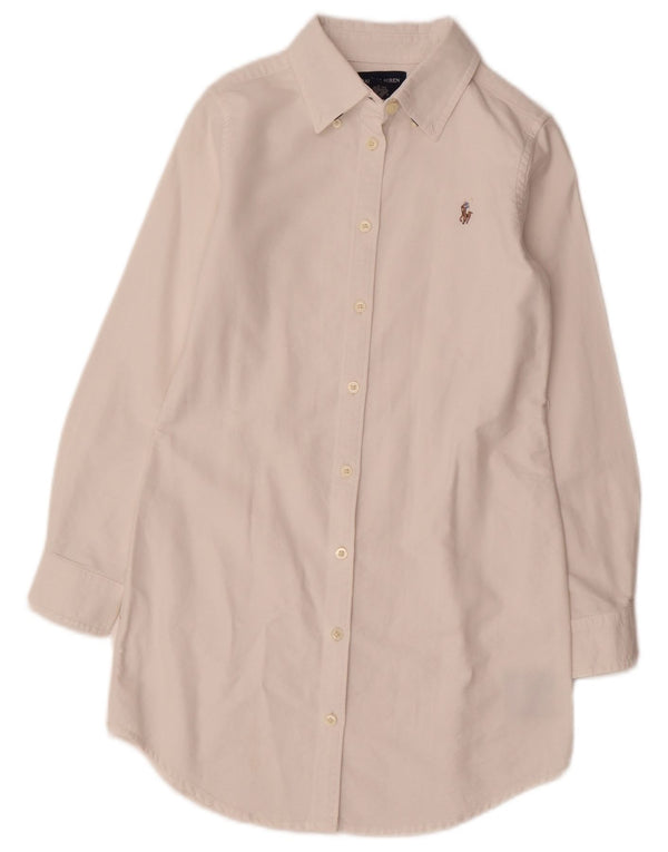 RALPH LAUREN Dziewczęca sukienka koszulowa 7-8 lat, biała, bawełniana