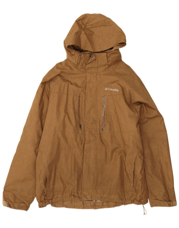 Męska kurtka przeciwdeszczowa z kapturem Columbia Omni-Heat UK 42 XL Brązowy poliester